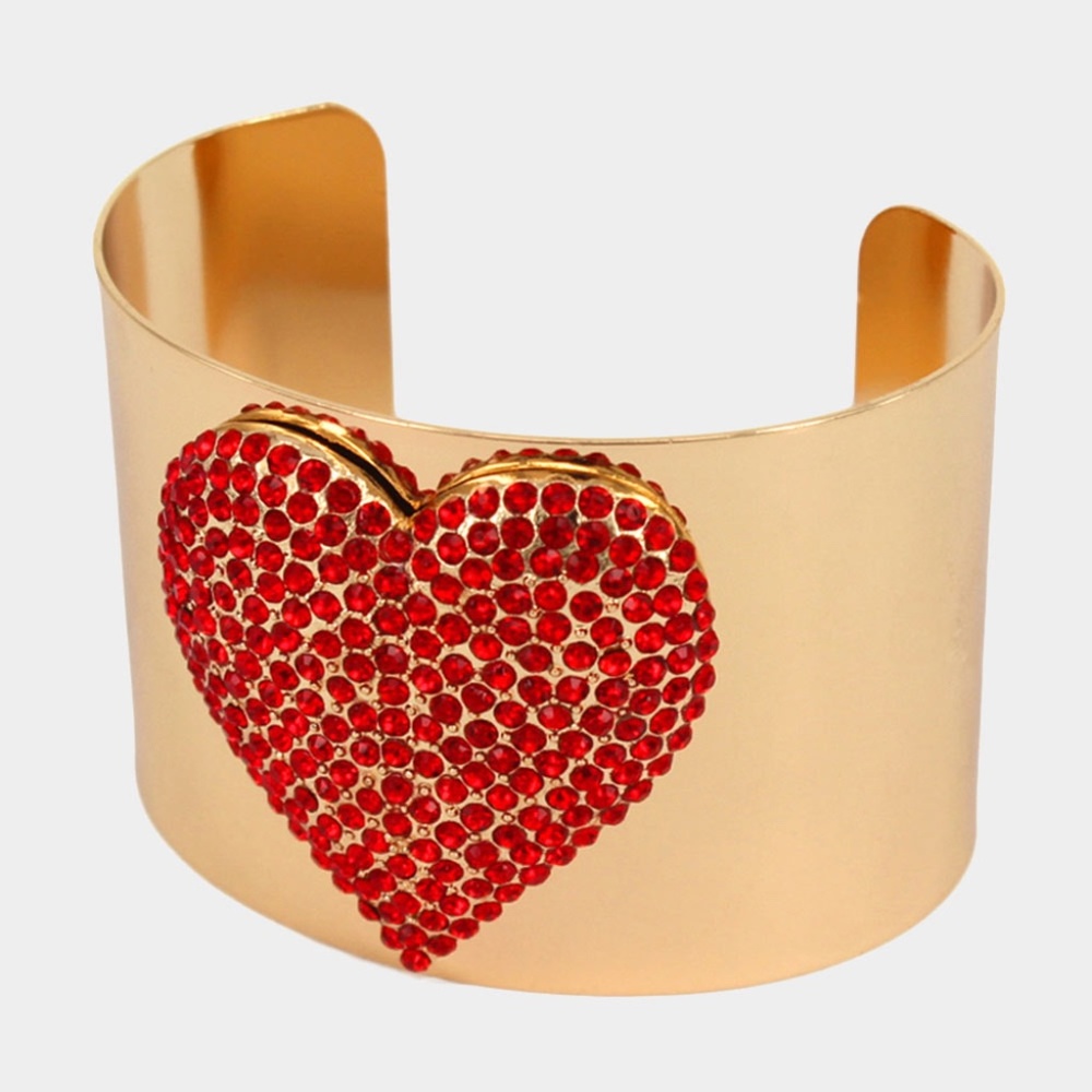 Crystal Heart Cuff Bracelet